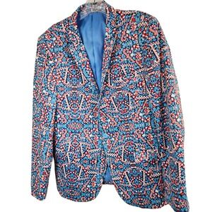 Suslo Couture Mens XL Slim Fit Candy Cane Holiday Blazer Jacket